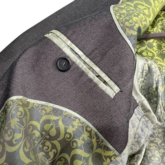 Ted Baker Two Button Jacquard Lined Blazer Gray Notched Lapel Men’s 46 - Picture 4 of 12